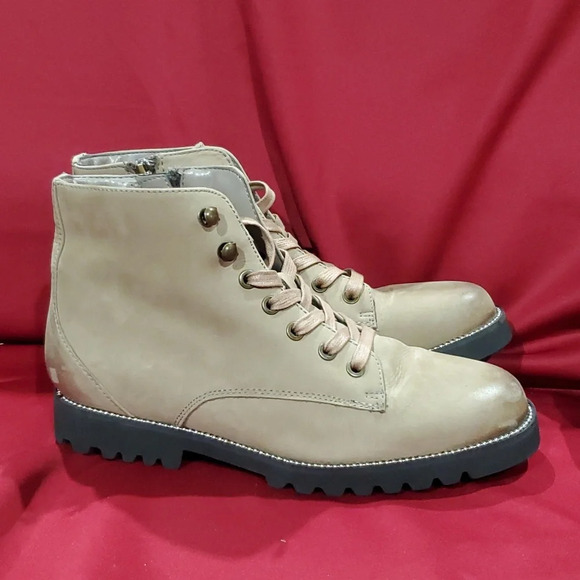 Blondo tan waterproof lace up side zip lug sole boots - Picture 2 of 12